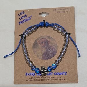 Blue and Clear Beaded Bracelet